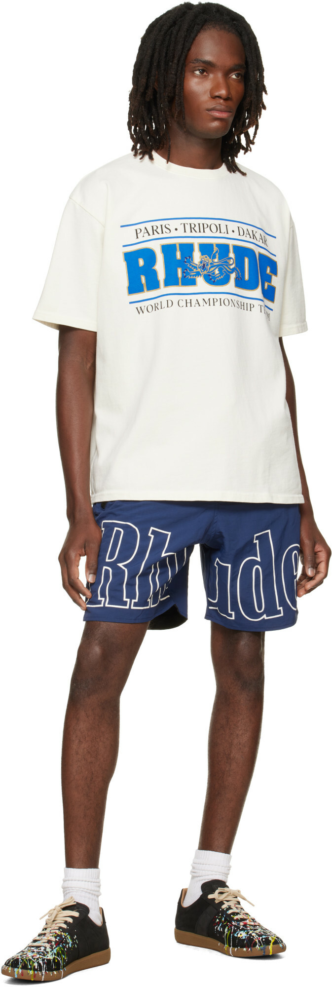 Rhude Navy 'RH' Logo Shorts
