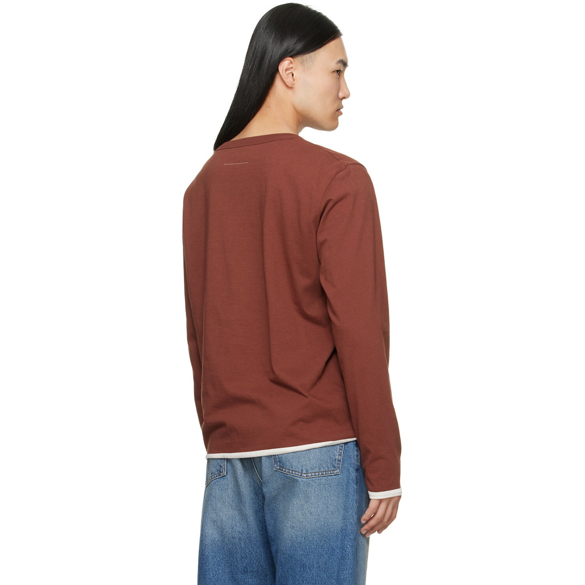 MM6 Maison Margiela Brown Long-Sleeved Reversible T-shirt