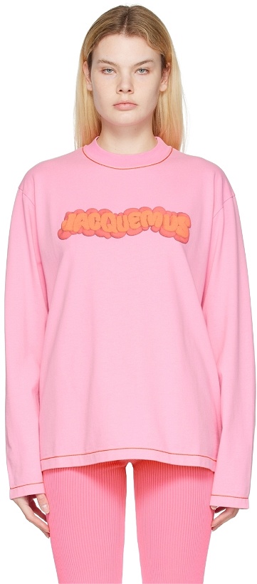 Photo: JACQUEMUS Pink Le Papier 'Le T-Shirt Pate à Modeler' Long Sleeve T-Shirt
