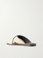 Manolo Blahnik - Otawi Woven Raffia and Leather Sandals - Neutrals