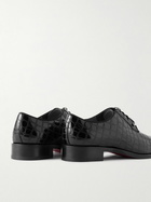 Christian Louboutin - Chambeliss Embellished Croc-Effect Leather Derby Shoes - Black