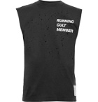 Satisfy - Distressed Printed Combed Cotton-Jersey Tank Top - Black