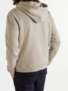 SAINT LAURENT - Slim-Fit Logo-Print Loopback Cotton-Jersey Hoodie - Neutrals
