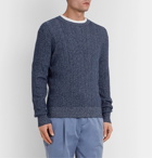 Ermenegildo Zegna - Cable-Knit Mélange Cashmere and Cotton-Blend Sweater - Blue