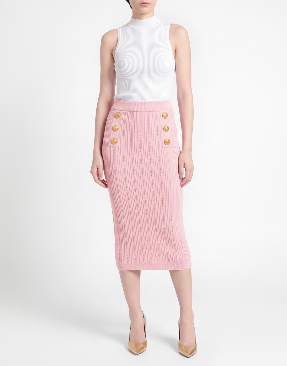 Balmain Womens Midi skirt in Pink