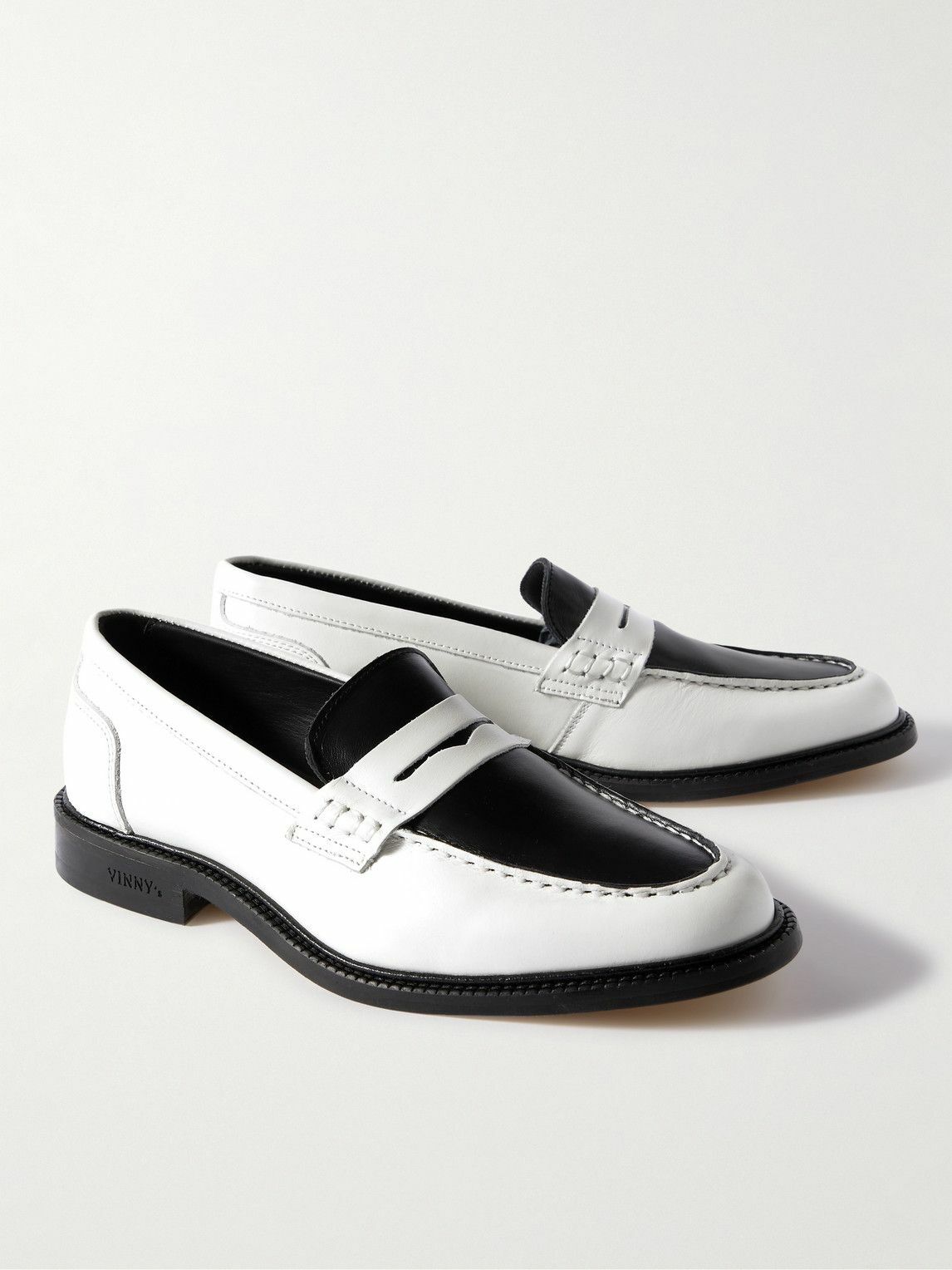 VINNY's - Townee Two-Tone Leather Penny Loafers - White VINNYs