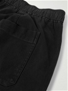 James Perse - Slim-Fit Straight-Leg Brushed Cotton-Blend Twill Drawstring Trousers - Black