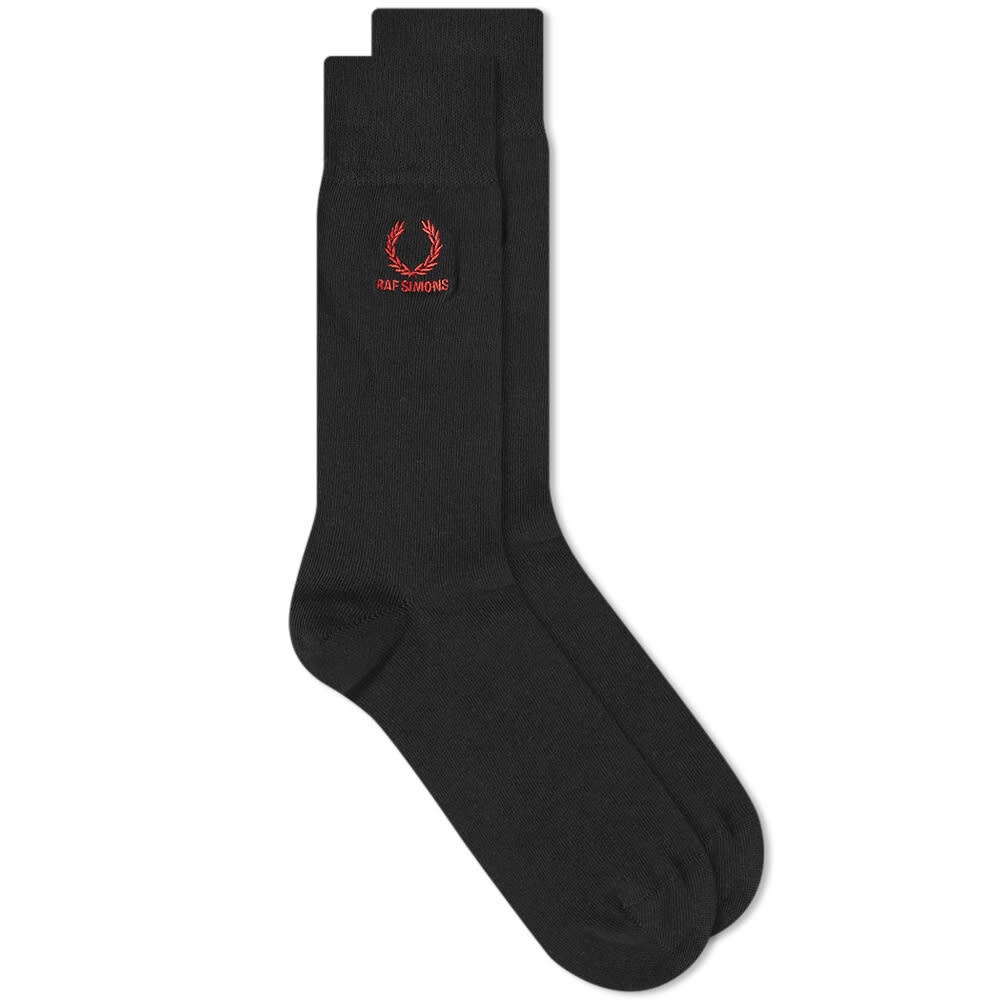 Fred Perry x Raf Simons Men's Embroidered Sock in Black Fred Perry x ...