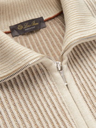 Loro Piana - Ribbed Cashmere and Wool-Blend Zip-Up Cardigan - Neutrals