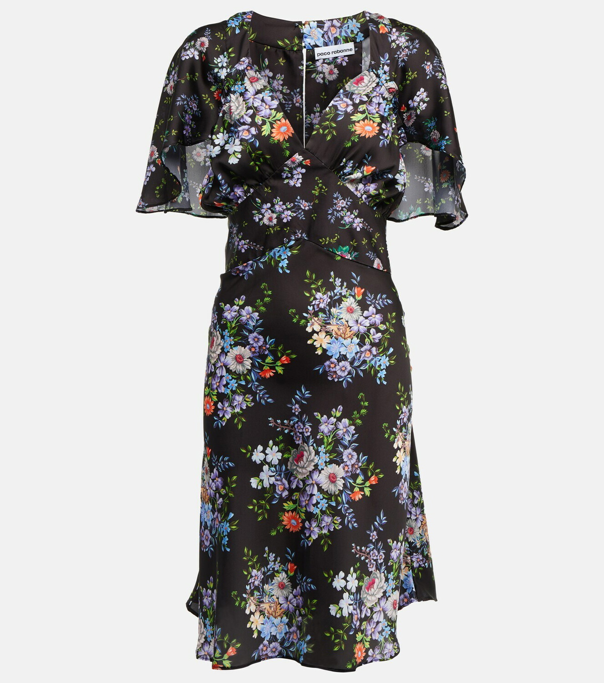 Paco Rabanne Floral Satin Midi Dress Paco Rabanne