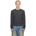424 Black Long-Sleeve Thermal Jersey Henley