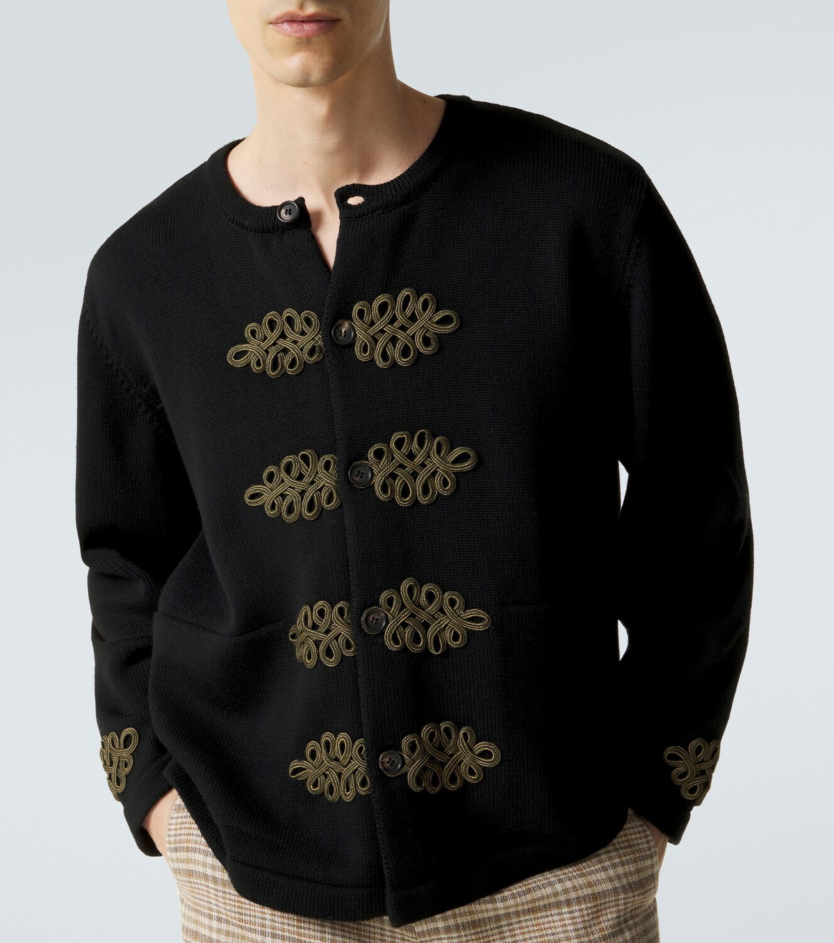 Bode Looped Frog embroidered wool cardigan