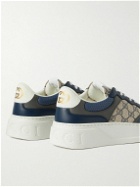 GUCCI - Monogrammed Coated-Canvas and Leather Sneakers - Blue
