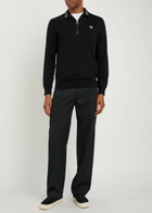 PS Paul Smith Appliquéd Half-zip Cotton Jumper Black