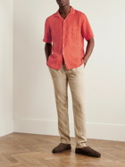 Hartford - Palm Convertible-Collar Linen Shirt - Red