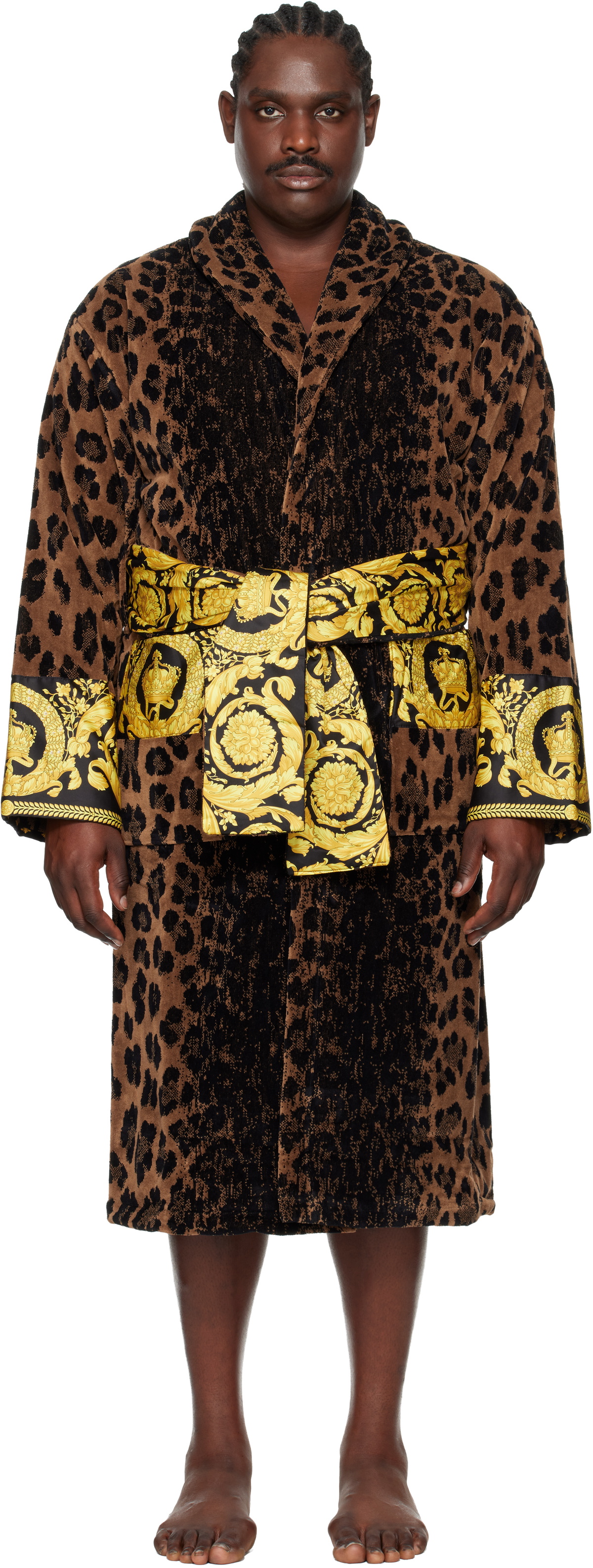 Versace Underwear Brown & Black Wild Barocco Wild Bathrobe