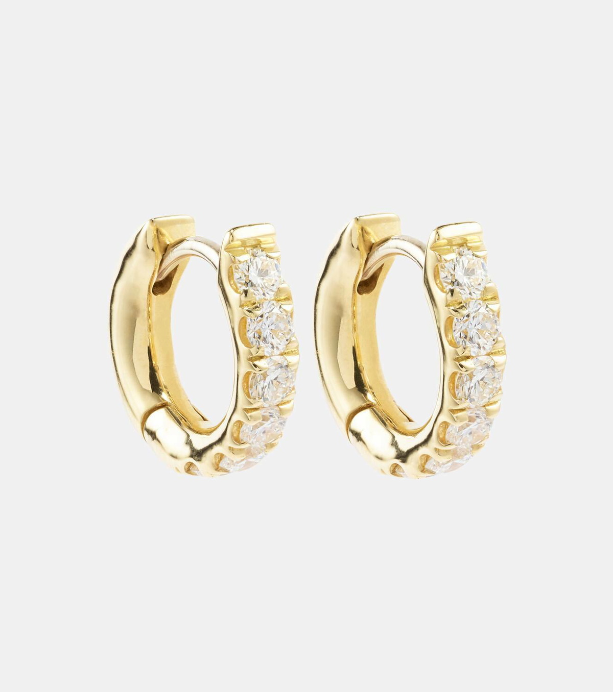 Melissa Kaye Honey Small 18kt gold hoop earrings with diamonds