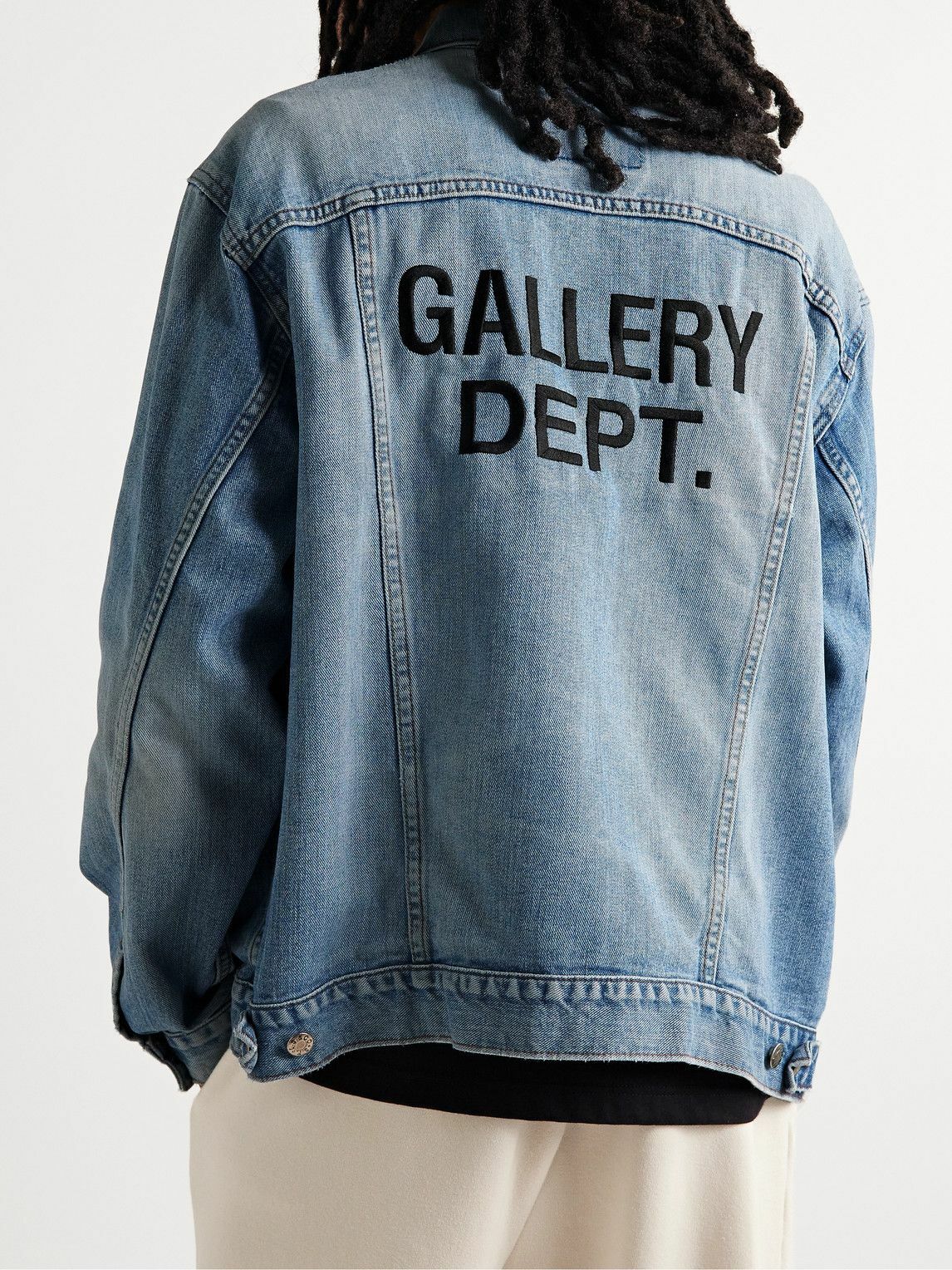 Andy Distressed Layered Printed Denim Jacket