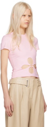 Olēnich Pink Floral Cutout T-Shirt