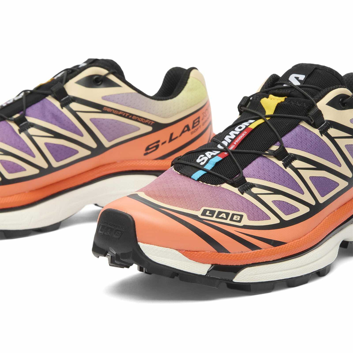 Salomon Women's XT-6 Sneaker in Black/Almond Cream/Dragon Fire