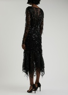Paris Georgia Bianca Fringed Tulle Midi Dress Black