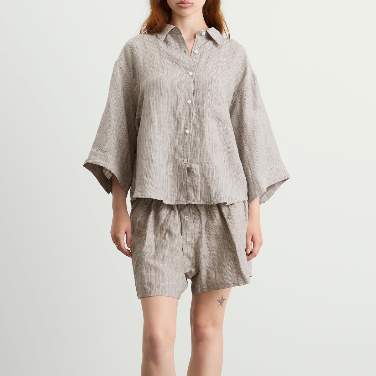 Deiji Studios Women's 03 Linen Set in Haze Blue