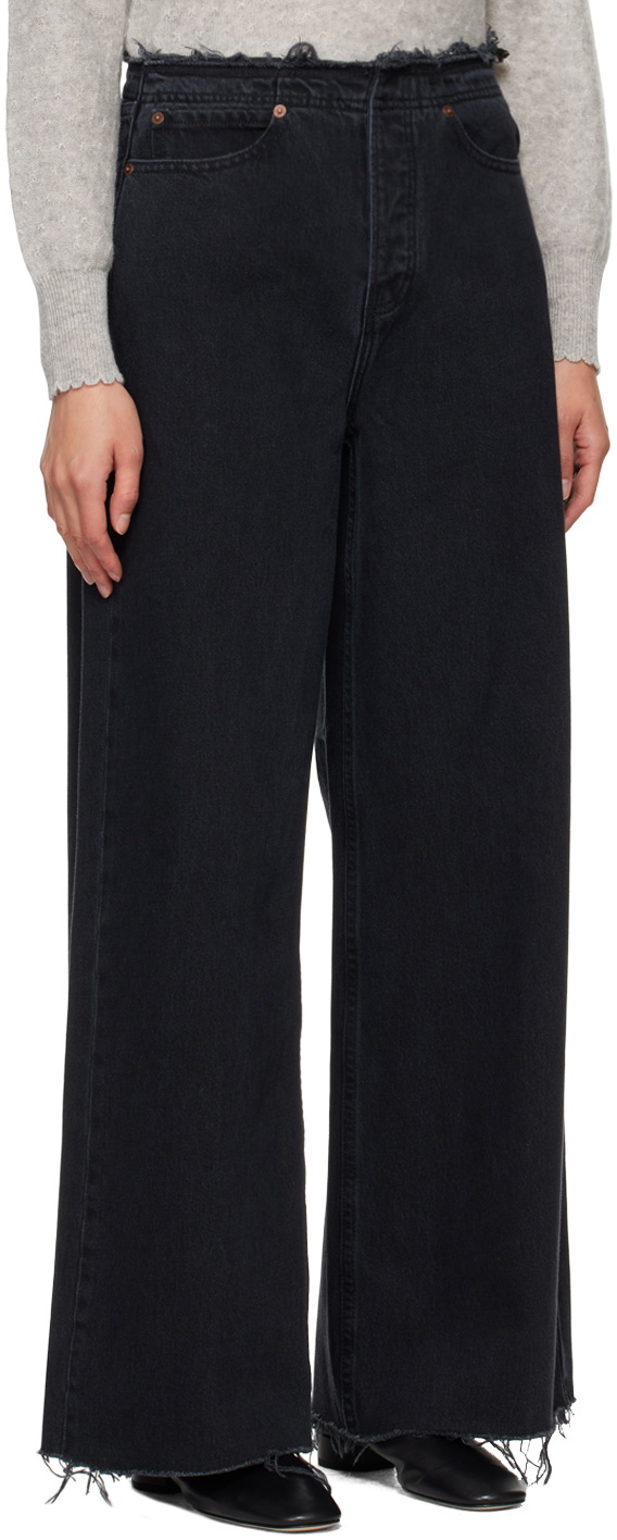 FRAME Black 'Le Low Baggy Wide Leg' Jeans