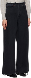 FRAME Black 'Le Low Baggy Wide Leg' Jeans