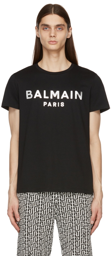 Photo: Balmain Black Foil Logo T-Shirt