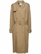 MOSCHINO Cotton Blend Gabardine Long Trench Coat
