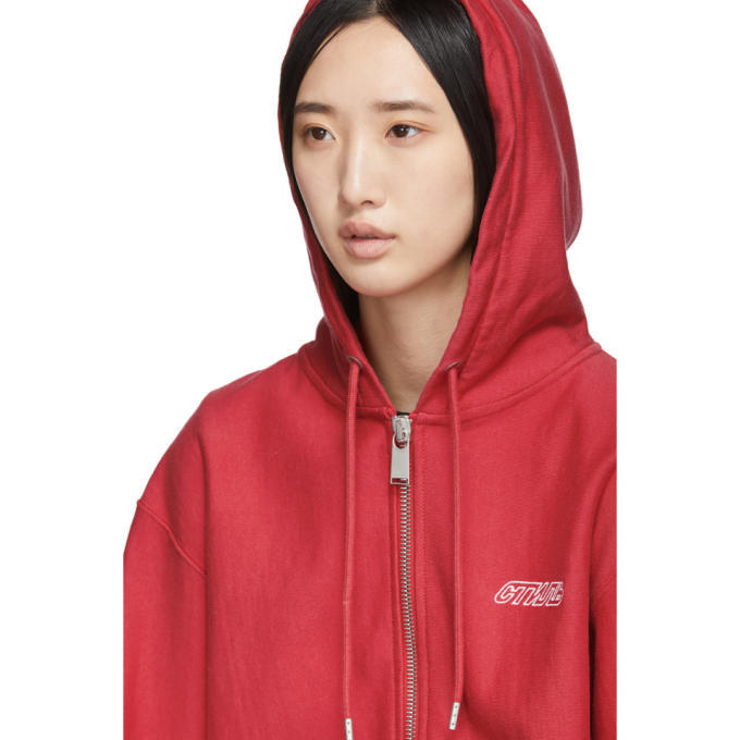 Heron Preston Red Style Zip Up Hoodie Heron Preston