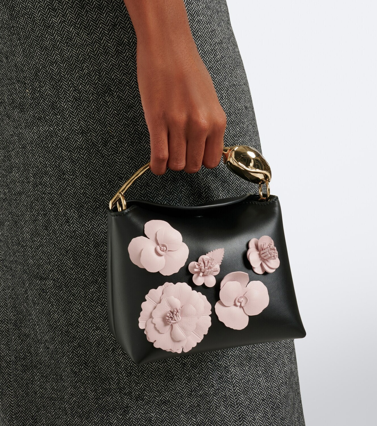 Erdem Bloom Mini appliqué leather top-handle bag