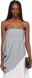St. Agni Gray Strapless Asymm Drape Top