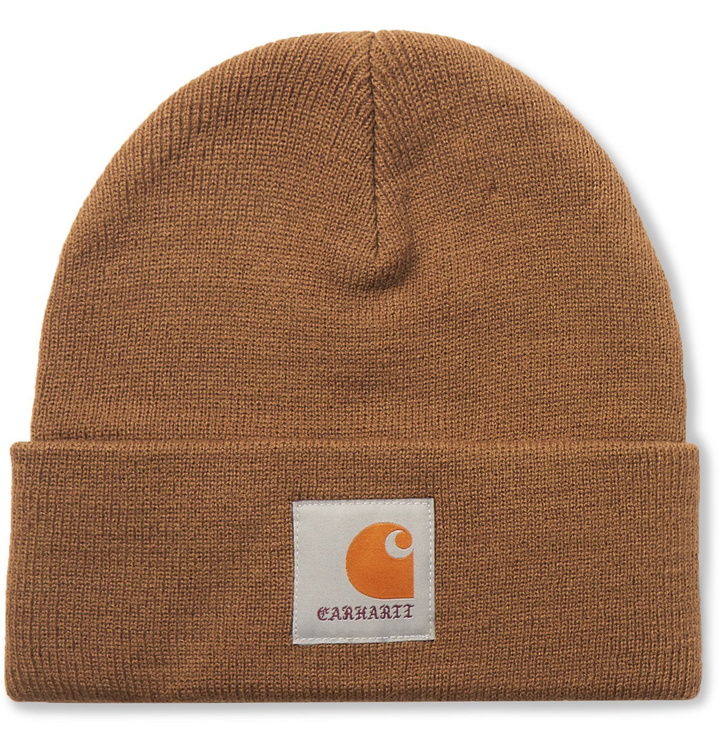 Photo: Carhartt WIP - Wacko Maria Logo-Appliquéd Knitted Beanie - Brown