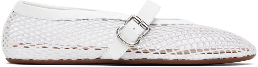 ALAÏA White Fishnet Ballerina Flats ALAÏA