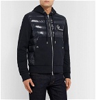 Moncler - Panelled Cotton-Jersey and Quilted Shell Down Zip-Up Hoodie - Navy