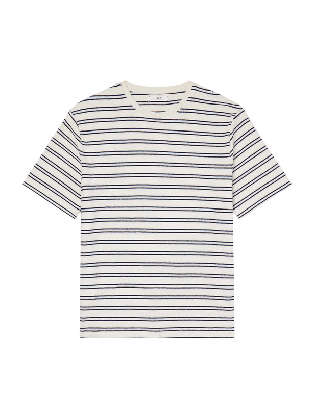 Photo: Mr P. - Striped Cotton Terry T-shirt - Blue