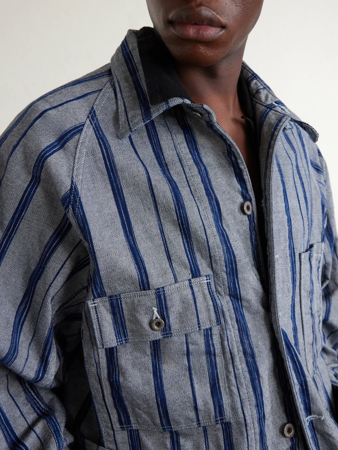 KAPITAL - Cactus Striped Cotton-Kasuri Jacket - Blue