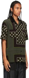 Sacai Brown & Khaki Floral Print Short Sleeve Shirt