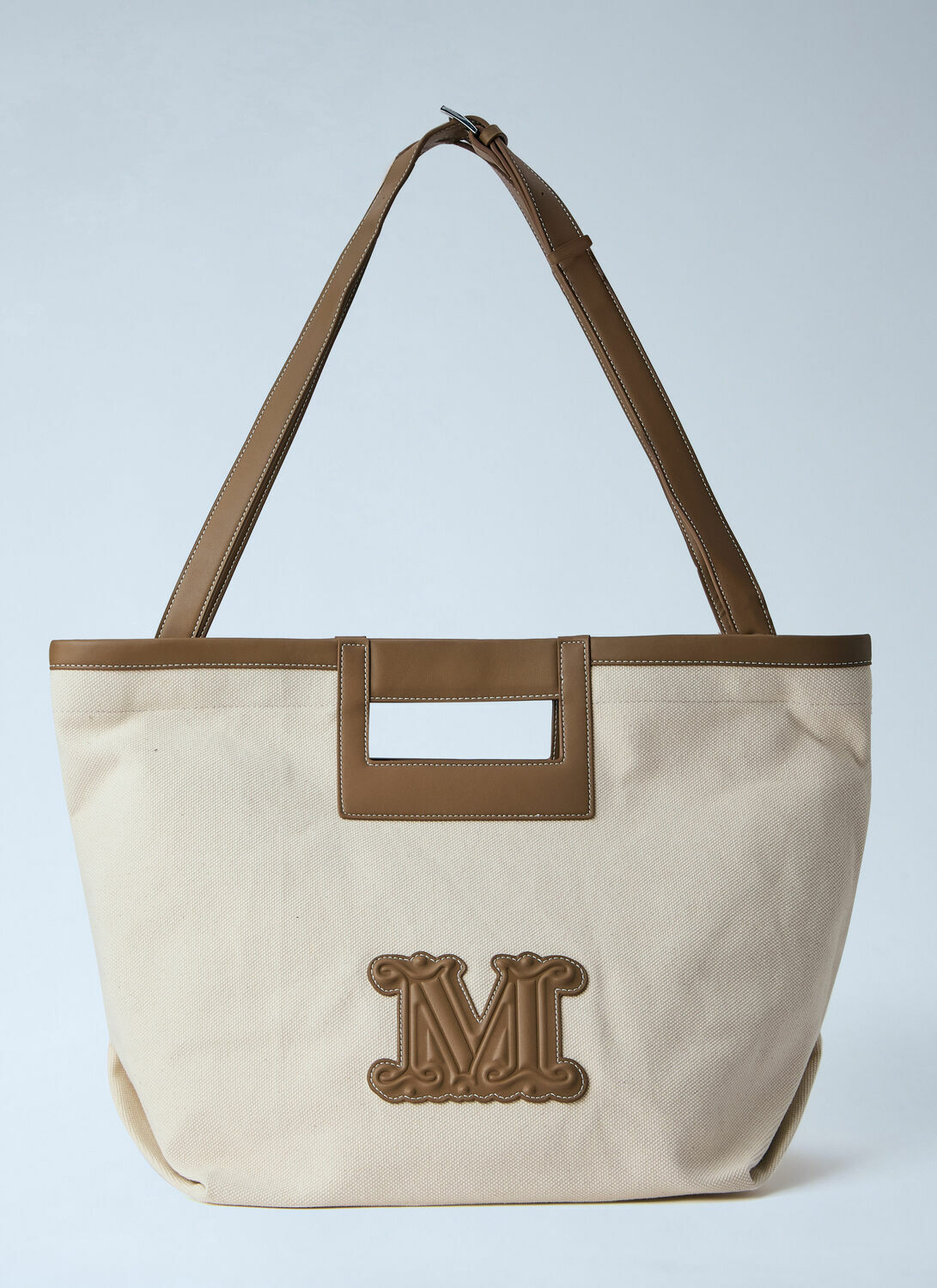 Max Mara Canvas Tote with Leather Accents