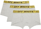 Off-White Three-Pack Grey & Yellow Classic Industrial Boxers