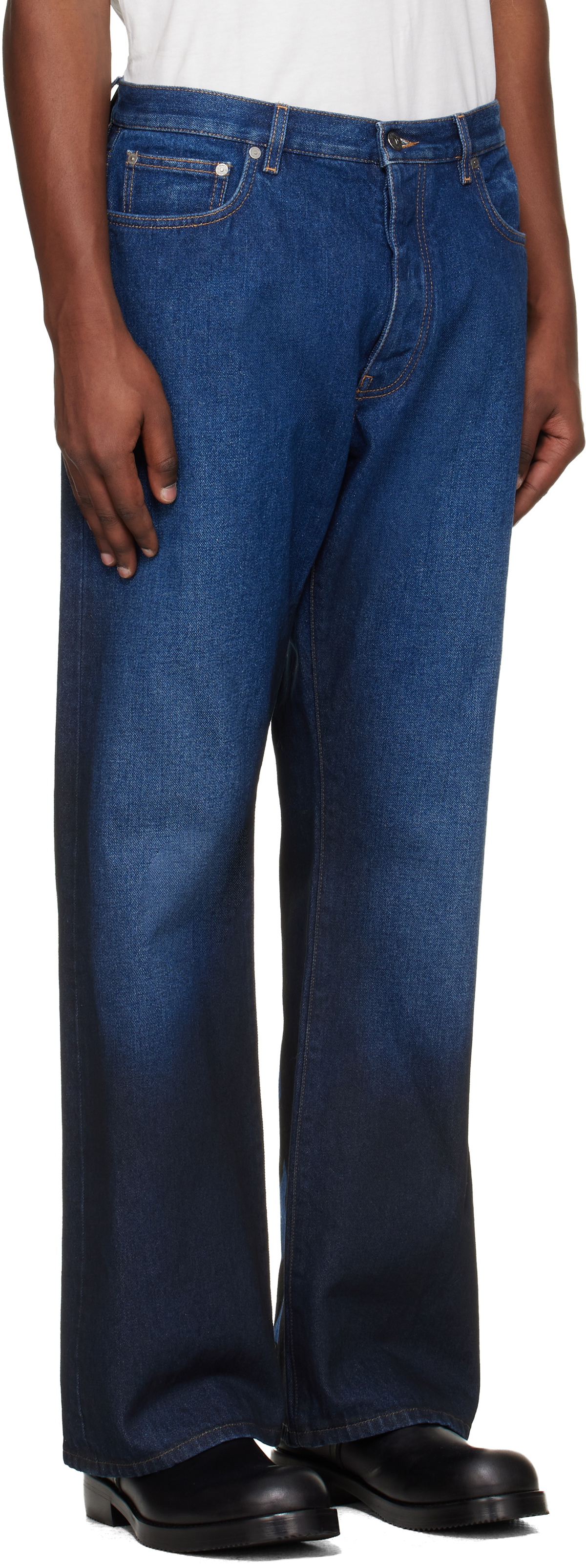 Off-White Navy Spray Diagonal Relax Jeans
