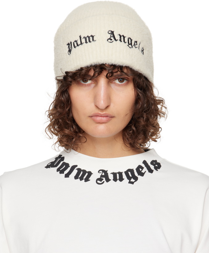 Photo: Palm Angels Off-White Maxi Classic Logo Beanie