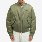 Off-White Men's Contrast Stitch Nylon Bomber Jacket in Green