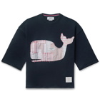Thom Browne - Appliquéd Loopback Cotton-Jersey T-Shirt - Navy