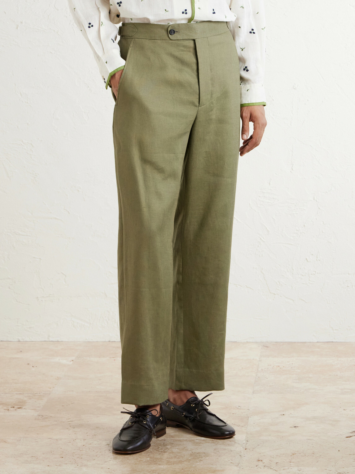 BODE - Straight-Leg Linen Trousers - Green
