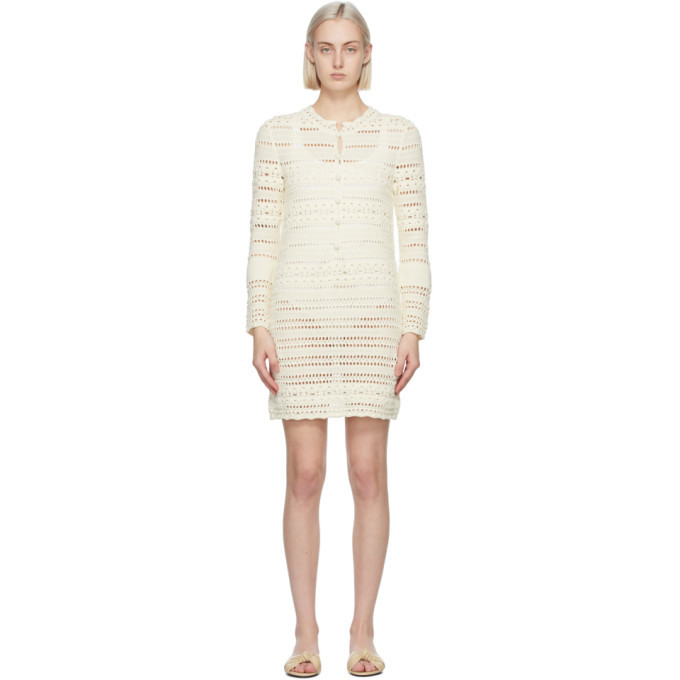 Saint Laurent Off-White Crochet Jane Mini Dress Saint Laurent