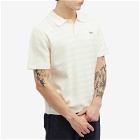 Dime Men's Wave Cable Knit Polo Shirt in Cream