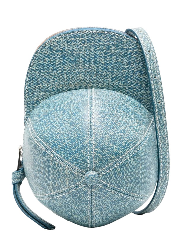 Photo: J.W. Anderson cap Blue Crossbody Bag With Single Shoulder Strap And Logo Lettering On The Rear In Leather Man