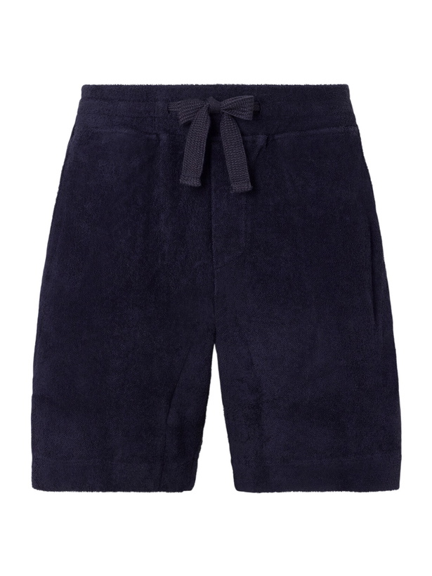 Photo: Orlebar Brown - Trevone Straight-Leg Organic Cotton-Terry Drawstring Shorts - Blue